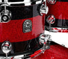 Natal Cafe Racer 4-Piece US Fusion 22" Shell Pack, Natal, Acoustic Drum Kits, US Fusion, Black Sparkle/Red Sparkle Band